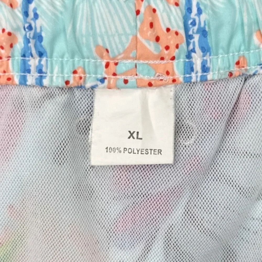 Peter Millar Swim Trunks XL Blue Starfish Coral Print Mesh Lined Board Shorts